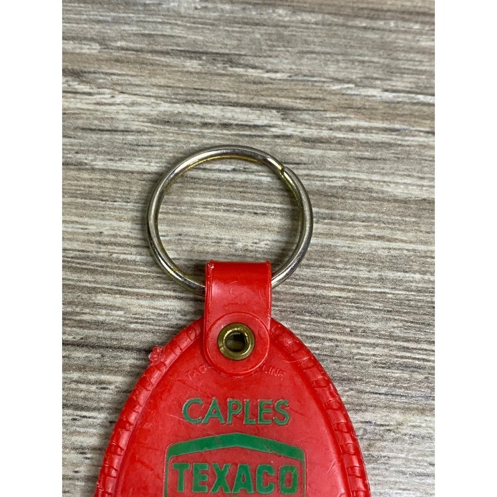 Vintage Texaco Keychain Caples Old Washington‎ Ohio Gas Station Red Plastic Fob